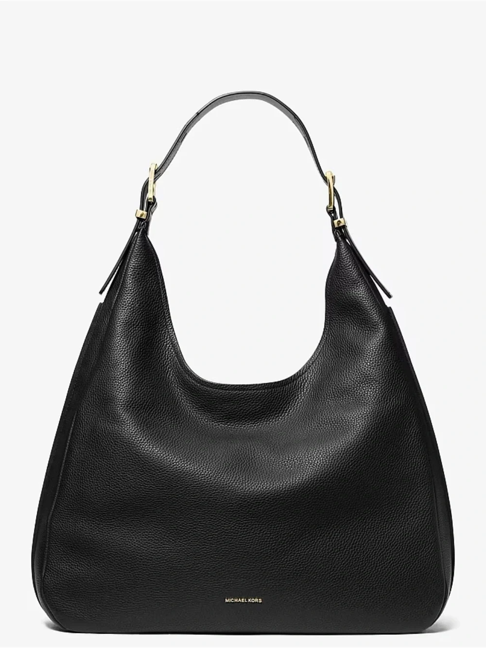 Michael Kors Black Pebbled Leather Hobo with Gold Hardware